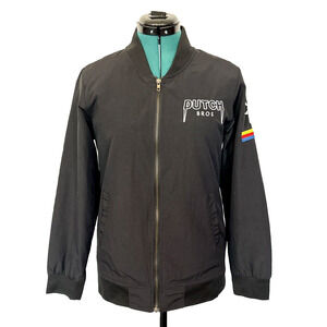 Dutch Bros Coffee‎ Full ZipUp Bomber Jacket Black Size Small Embroidered Logo